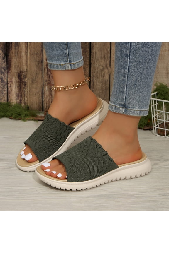 Women Shoes Sandals Summer Retro Walking Shoes Beach Women Shoe Non-Slip Sandals Ladies Slides Footwear Slipper Female, Army Green, 36
