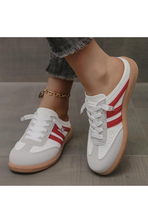 Women Sneakers, Fashion Sneakers for Women,Mules Open Back Mesh Sneakers Slip On Backless Casual Slides Breathable Comfortable Sports Round Toe Lace Up Walking Shoes for Daily Wear