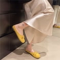 thumbnail image 1 of NexTorq Women's Ballet Slip on Mules Bow Round Toe Flat Slides Comfortable Backless Loafers Summer Lightweight Casual Dressy Shoes, Yellow, 38, 1 of 3