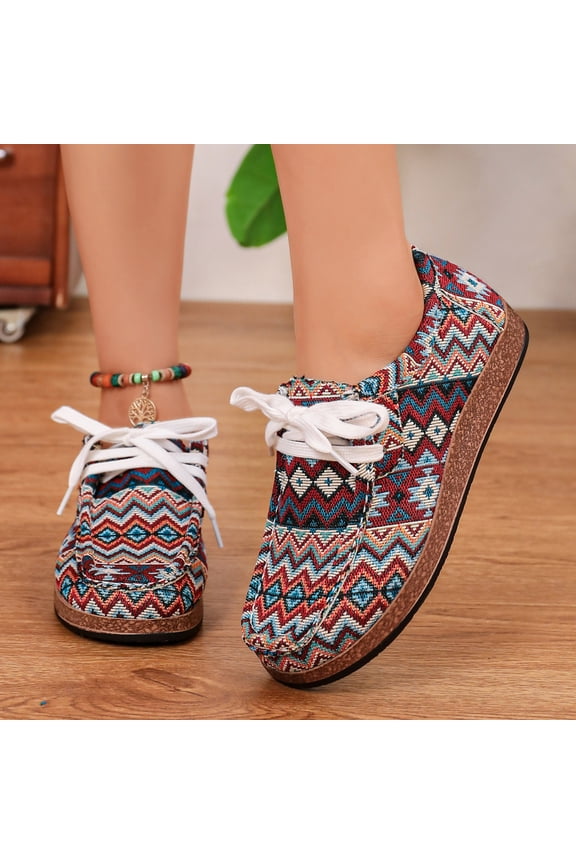 Women's Canvas Fashion Sneaker Comfortable Play Canva Shoes Retro Ethnic Style Low-top Walking Slip On, Purple, 36