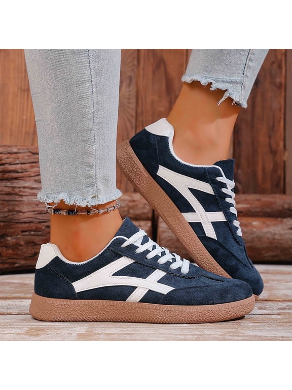 Women's Fashion Sneakers, Women's Fashion Sneakers Trendy Comfortable Cute Lace-up Shoes Tennis Work Ladies Shoes Casual Classic Retro Non Slip Lightweight Sneakers Blue 7