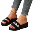 thumbnail image 1 of NexTorq Women's Flower Wedge High Heel Slide Sandals Summer Comfort Nonlip Platform Beach Sandal, Pink, 8.5, 1 of 9