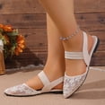 thumbnail image 1 of NexTorq Women's Lace Slingback Clear Embroidered Closed Pointed Toe Sandals Mesh Pumps Shoes Wedding Shoes for Bride Slingback Bridal Prom Flats, Beige, 36, 1 of 4