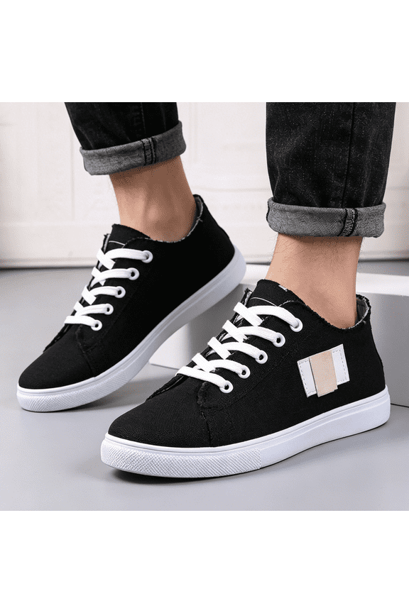 Women's Low Top Canvas Lace Up Casual Canvas Shoes for Women, Walking Shoes Comfortable Lightweight Classic Fashion Sneakers, Black, 37