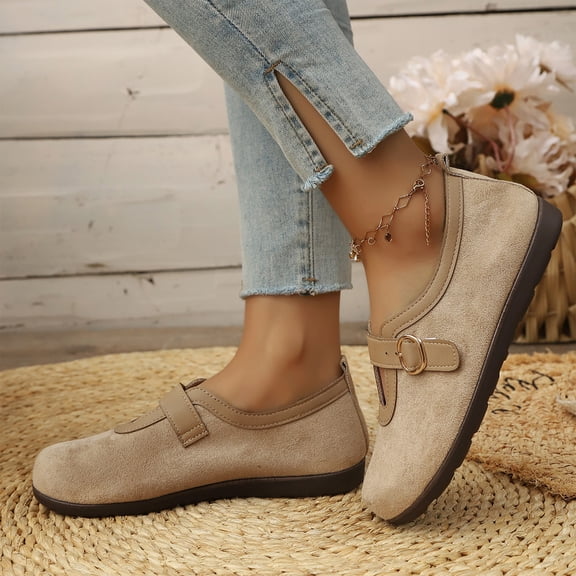 NexTorq Women's Mary Jane Shoes Retro Low Cut Soft Sole Casual Footwear Comfortable Business Office Work Flats Shoes, Khaki, 38