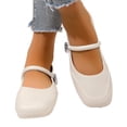 thumbnail image 1 of NexTorq Women's Mary Jane Shoes Square Toe Comfortable Low Heeled Shoes Women's Slip on Flats, Soft Comfortable Flat Shoes, Beige, 36, 1 of 8