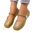 thumbnail image 1 of NexTorq Women's Mary Jane Shoes Square Toe Comfortable Low Heeled Shoes Women's Slip on Flats, Soft Comfortable Flat Shoes, Brown, 36, 1 of 9