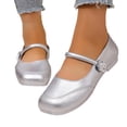 thumbnail image 1 of NexTorq Women's Mary Jane Shoes Square Toe Comfortable Low Heeled Shoes Women's Slip on Flats, Soft Comfortable Flat Shoes, Silver, 37, 1 of 9