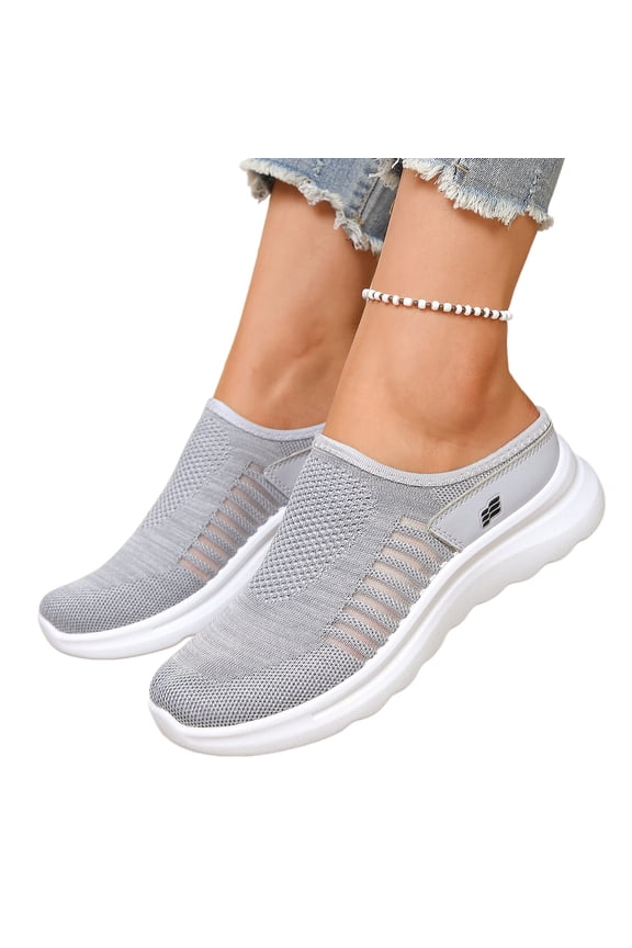 Women's Mules, Backless Shoes for Women, Summer Shoes, Women's Sports Shoes Hollow Sandals Mesh Casual Shoes Women's Shoes Comfortable Outdoor Sports Shoes Running Shoes, Gray, 6.5