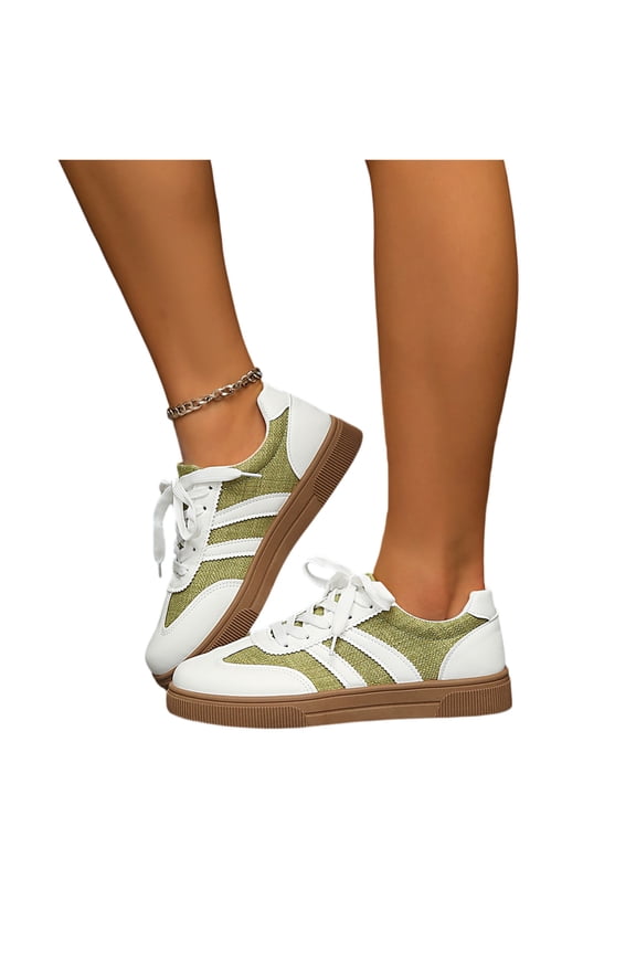 Women's Retro Gum Sole Fashion Sneakers Casual Retro Walking Shoes-Gum Sole Casual Tennis-Anti Slip Trainers Green 37