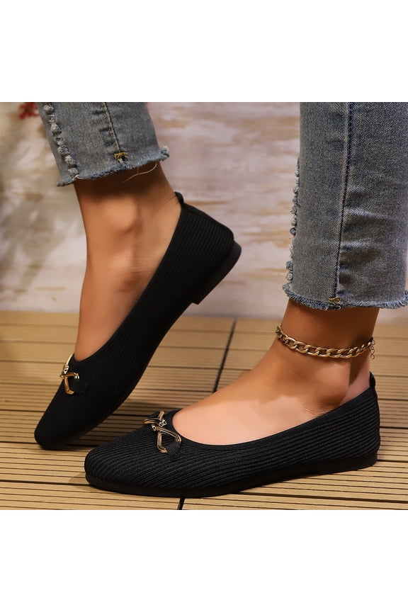 Women's Round Toe Ballet Flats Comfortable Bow Dressy Flats Shoes for Women, Black, 36