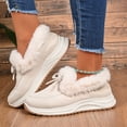 thumbnail image 1 of NexTorq Women's Winter Shoes Fuzzy Lined Warm Slip-On Boots with Bow Thick Sole Moc Toe Cozy Cold Weather Footwear for Walking and Everyday Comfort Wear Beige US-6 (EU-37), 1 of 6