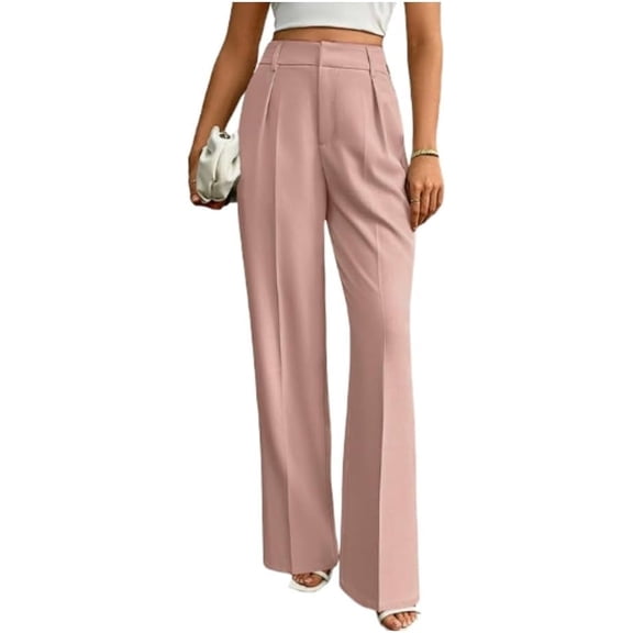 CUKOLSXA Womens Dress Pants Pull On Wide Leg Stretchy Work Pants Women Business Casual Outfits Slacks for Women Trousers