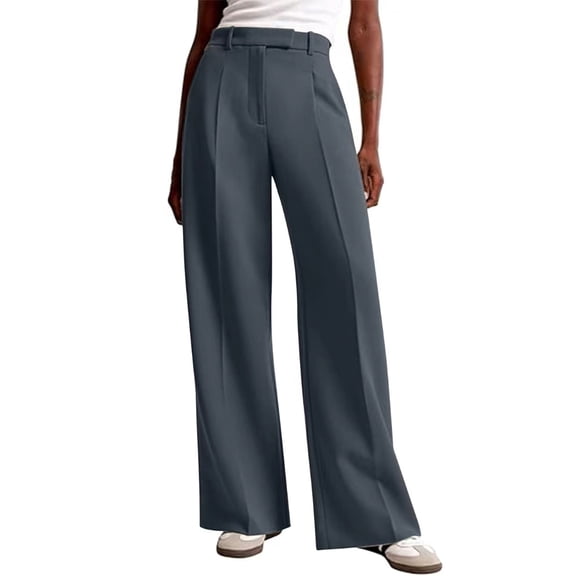 CUKOLSXA Womens Dress Pants for Work Womens Slacks Ladies' Pants Casual And Fashionable Solid Color Pants With Pockets Dark Gray M