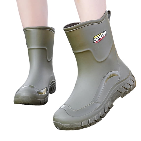 NexTorq Womens Rain Boots Mid Calf Wellies Thick Sole Waterproof Shoes Non Slip Rubber Footwear Heavy Duty Platform Mud Rainshoes Lightweight Durable Comfort Slip on Outerwear for Outdoor Activity
