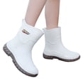thumbnail image 1 of NexTorq Womens Rain Boots Mid Calf Wellies Thick Sole Waterproof Shoes Non Slip Rubber Footwear Heavy Duty Platform Mud Rainshoes Lightweight Durable Comfort Slip on Outerwear for Outdoor Activity, 1 of 6
