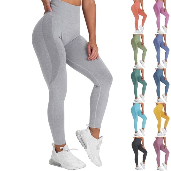 CUKOLSXA Yoga Pants for Women Leggings for Women Women Scrunch Butt Lifting Leggings for Women Seamless High Waisted Workout Yoga Pants Gym Booty Tights Gray M