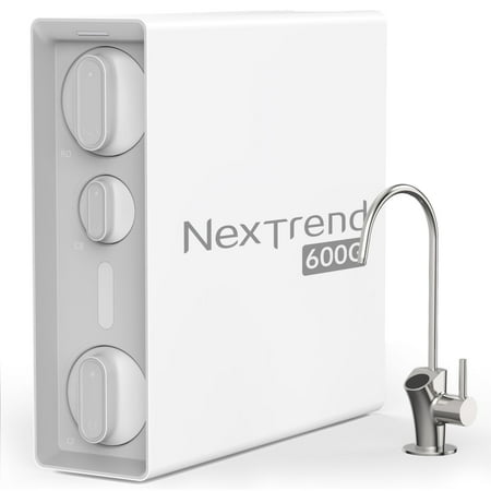 NexTrend Tankless Reverse Osmosis System 600 GPD RO Water Filter Under Sink with Smart LED Faucet for Kitchen, 7-Stage Undersink Drinking Filtration Purifier for Whole Home Fluoride 2:1 Pure to Drain