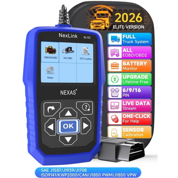 Nexas Heavy Duty Truck Scanner for Heavy Truck All System OBD2 Scanner Check Engine Light EOBD HD OBD Scanner Trucks & Cars 2 In 1 Auto Code Reader for 12V Car & 24V Truck Diagnostic Scan Tool
