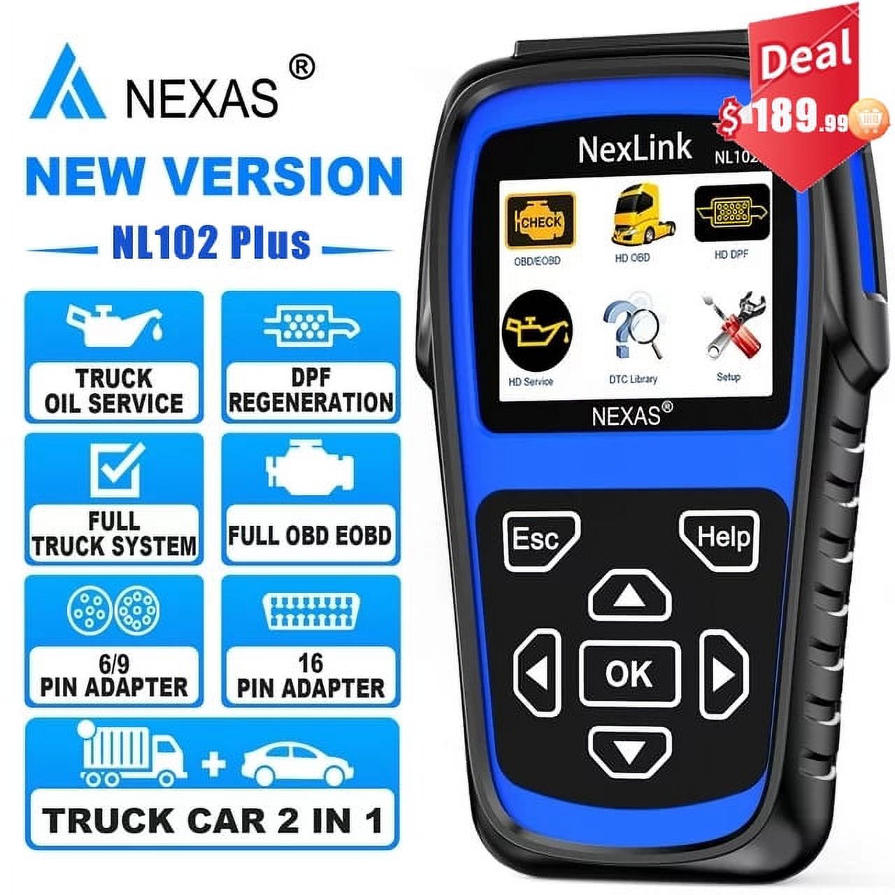 Nexas NL102 Heavy Duty Truck Scanner for Heavy Truck All System OBD2 Scanner Check Engine Light