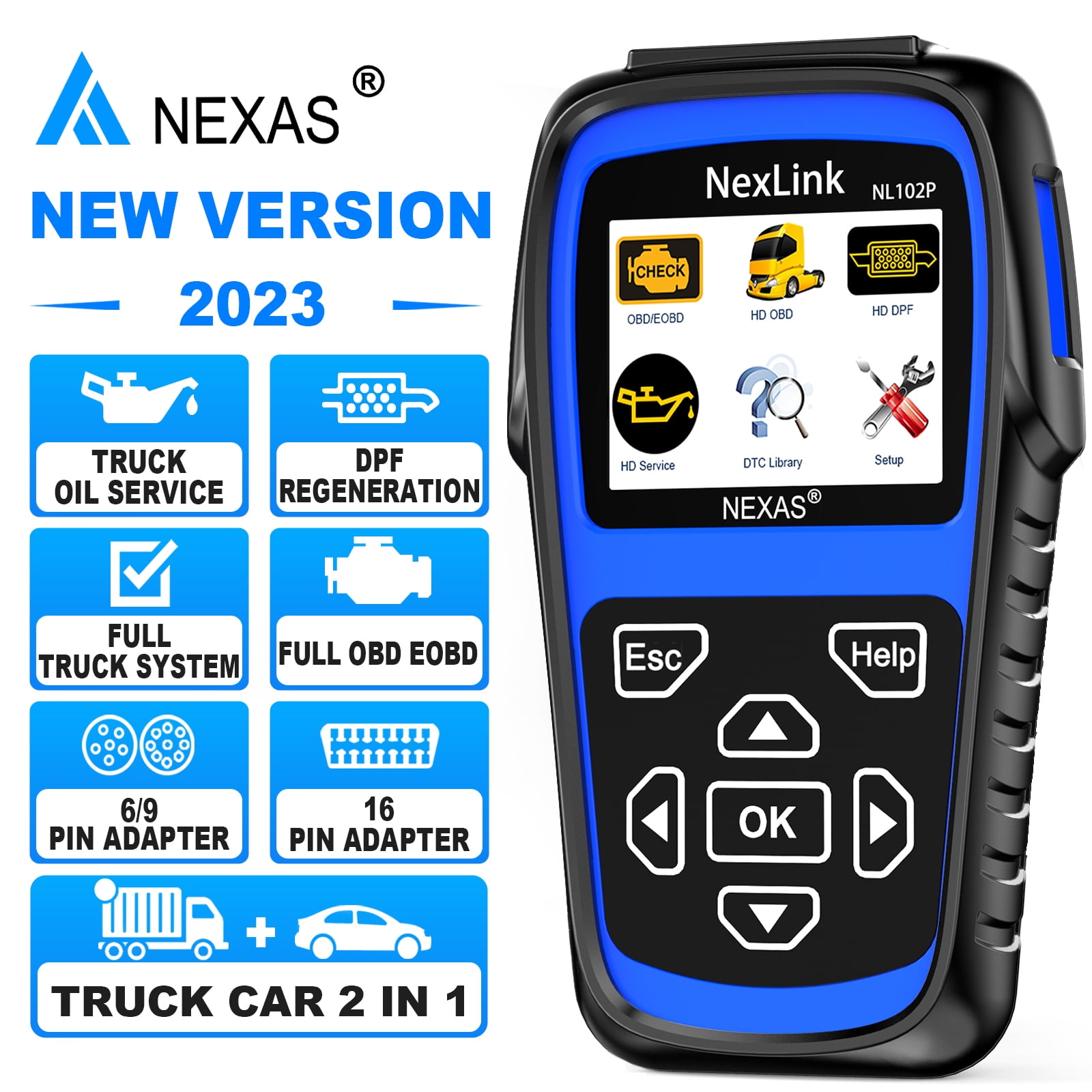 Nexas Truck Scanner Diesel OBD Scanner HD OBD Heavy Duty Truck Diagnostic Scan Tool DPF