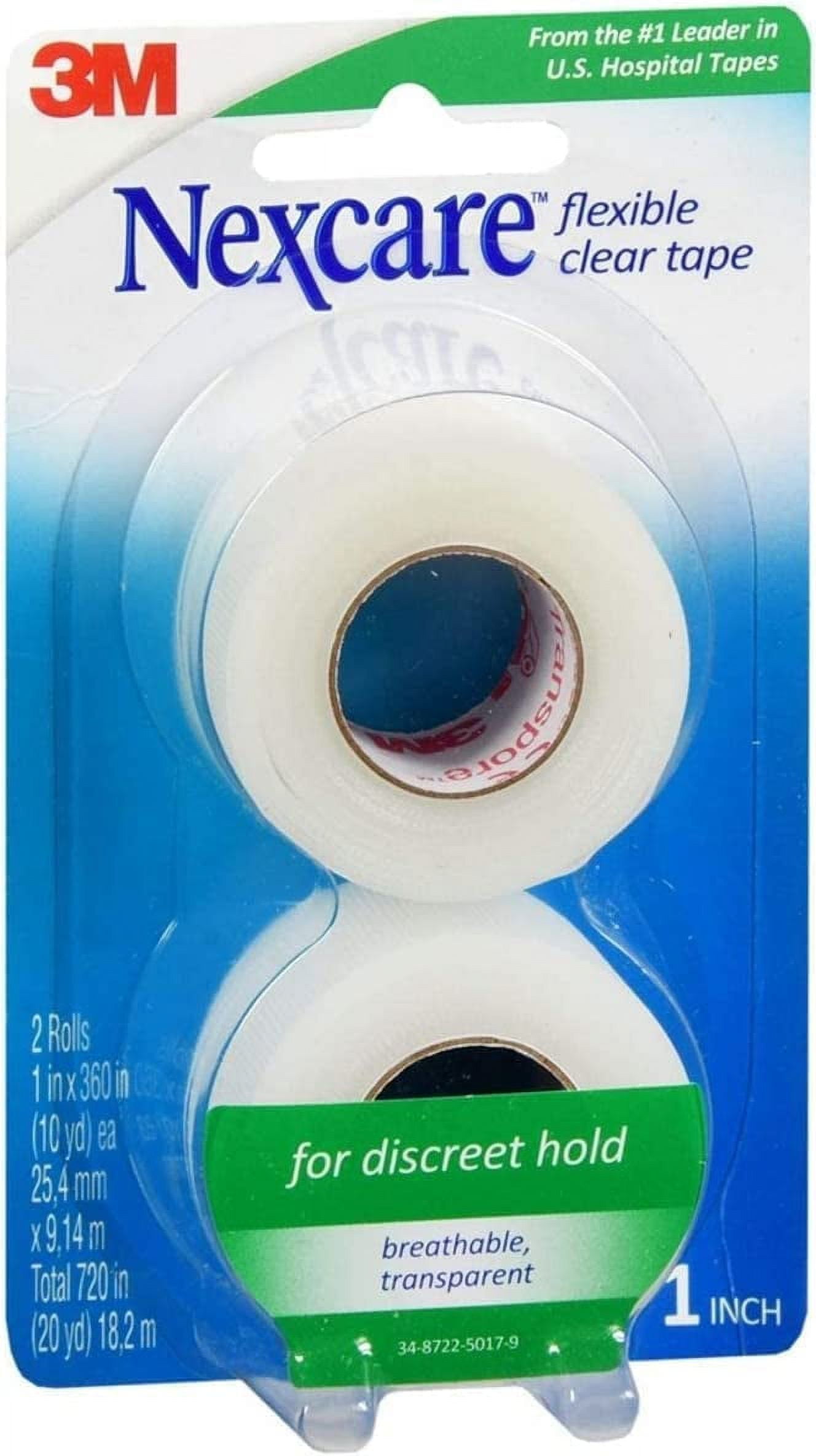 Nexcare 3M Flexible Clear Tape - 2 Rolls Of 1 X 360 Inches, 1 Ea, 2 Pack