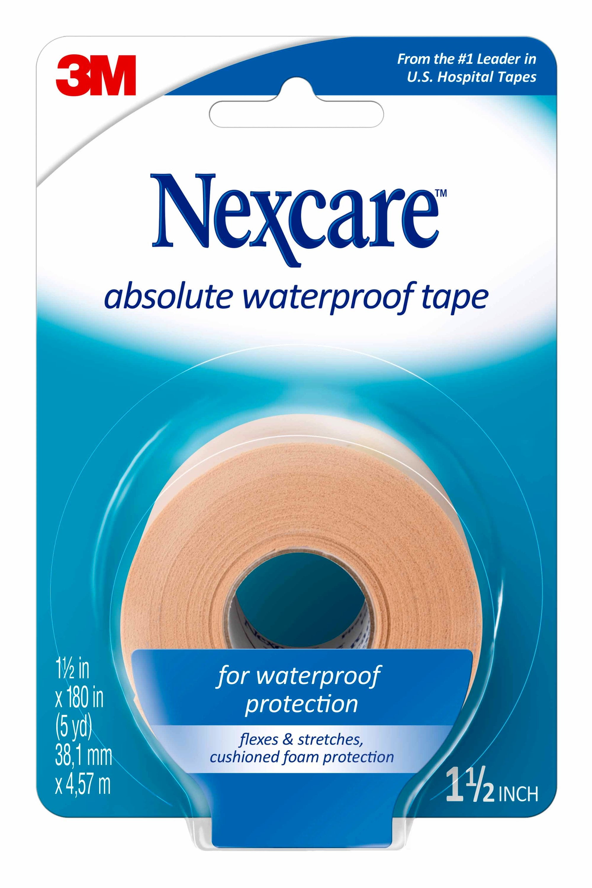 Nexcare Absolute Waterproof Tape - 1.5 in x 5 yds, 1 Roll 