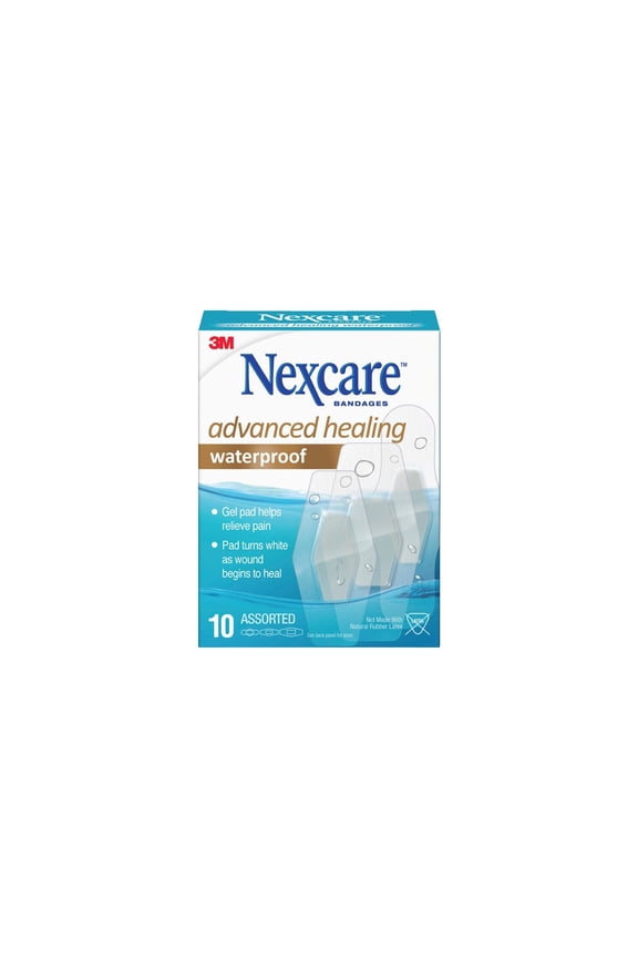 Advanced Healing Hydrocolloid Waterproof Bandages, Assorted sizes, 10 Count
