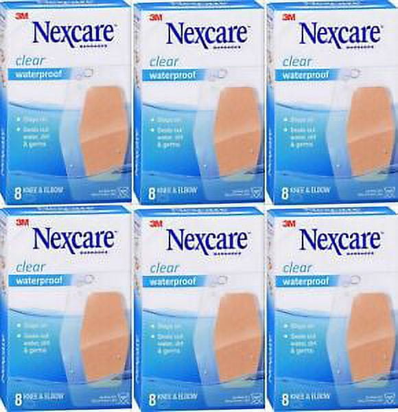 Nexcare Bandages KNEE / ELBOW CLEAR Waterproof 8 ct ( 6 Boxes )