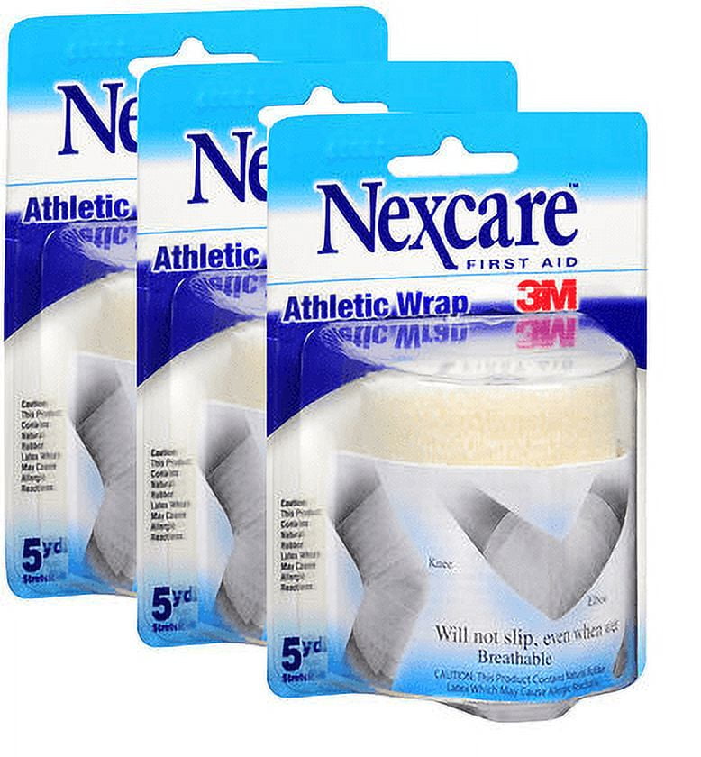 Nexcare First Aid Athletic Wrap, White 3 Inches, pack of 3