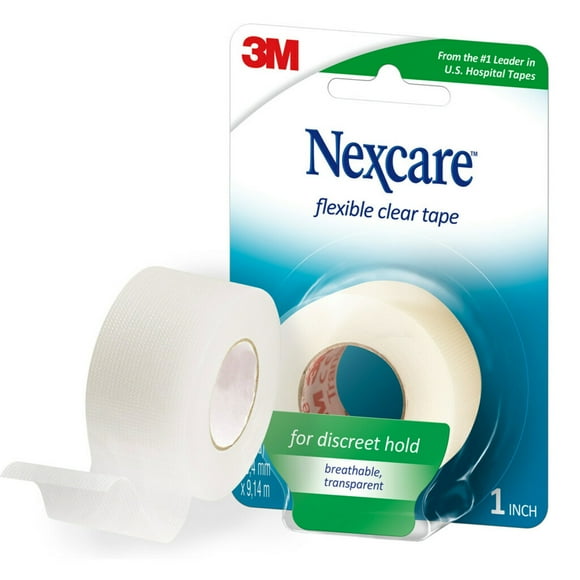 Nexcare Flexible Clear First Aid Tape, Hypoallergenic, From the #1 Leader in U.S. Hospital Tapes, 1" x 10-yds, 1/Roll