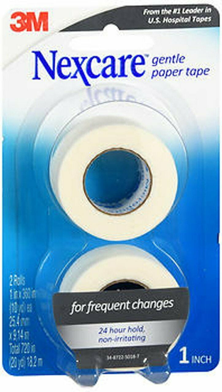 Nexcare Gentle Paper Tape Bundle - 1 Dispenser + 2 Rolls (1 In X 10 Yds), Medical Tape For Dressings