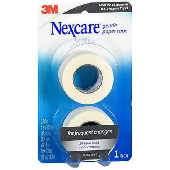 Nexcare Gentle Paper Tape, 1 In X 360 In (10 Yd), 2 Ct, 3-Pack