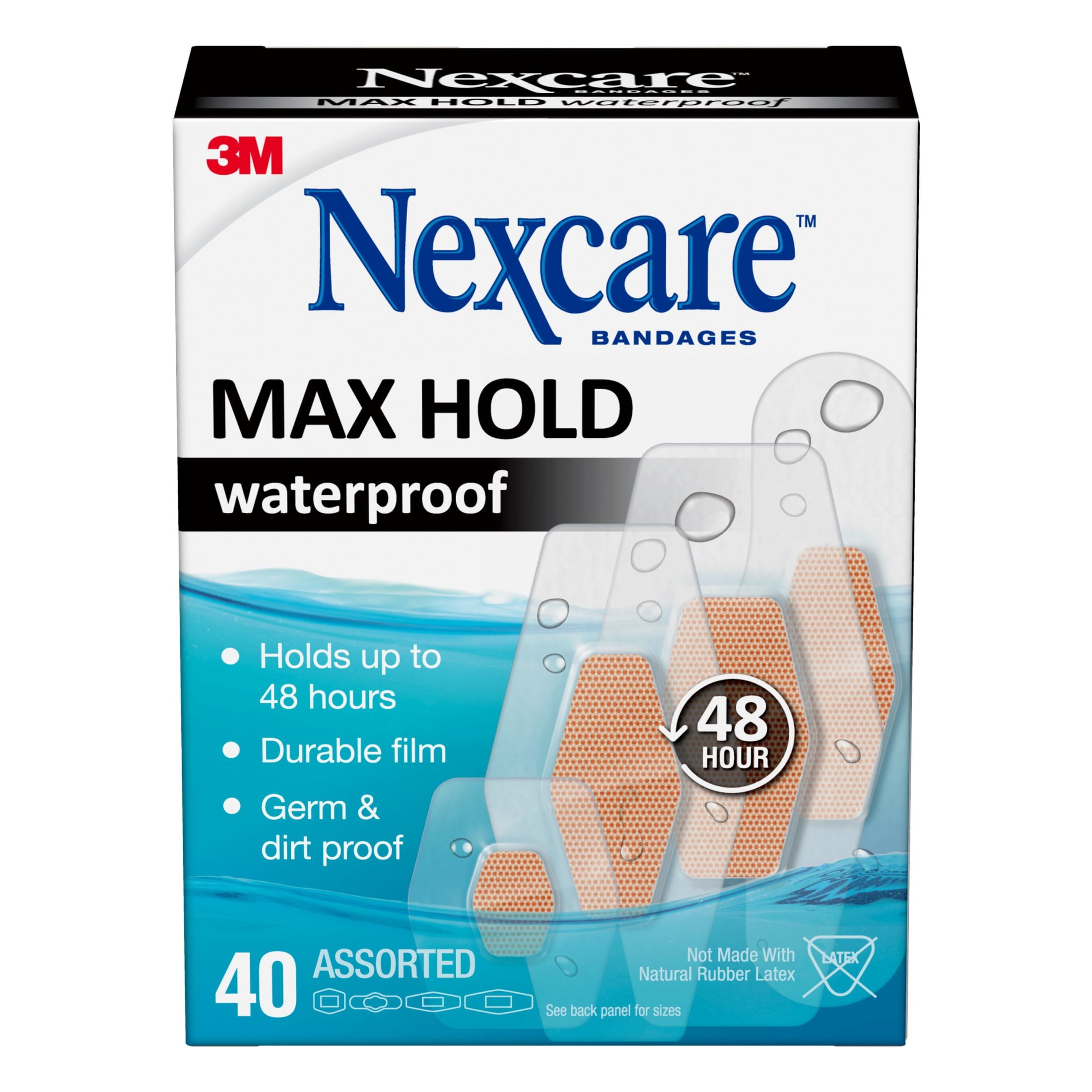 Nexcare Max Hold Waterproof Bandages - 40 Bandages
