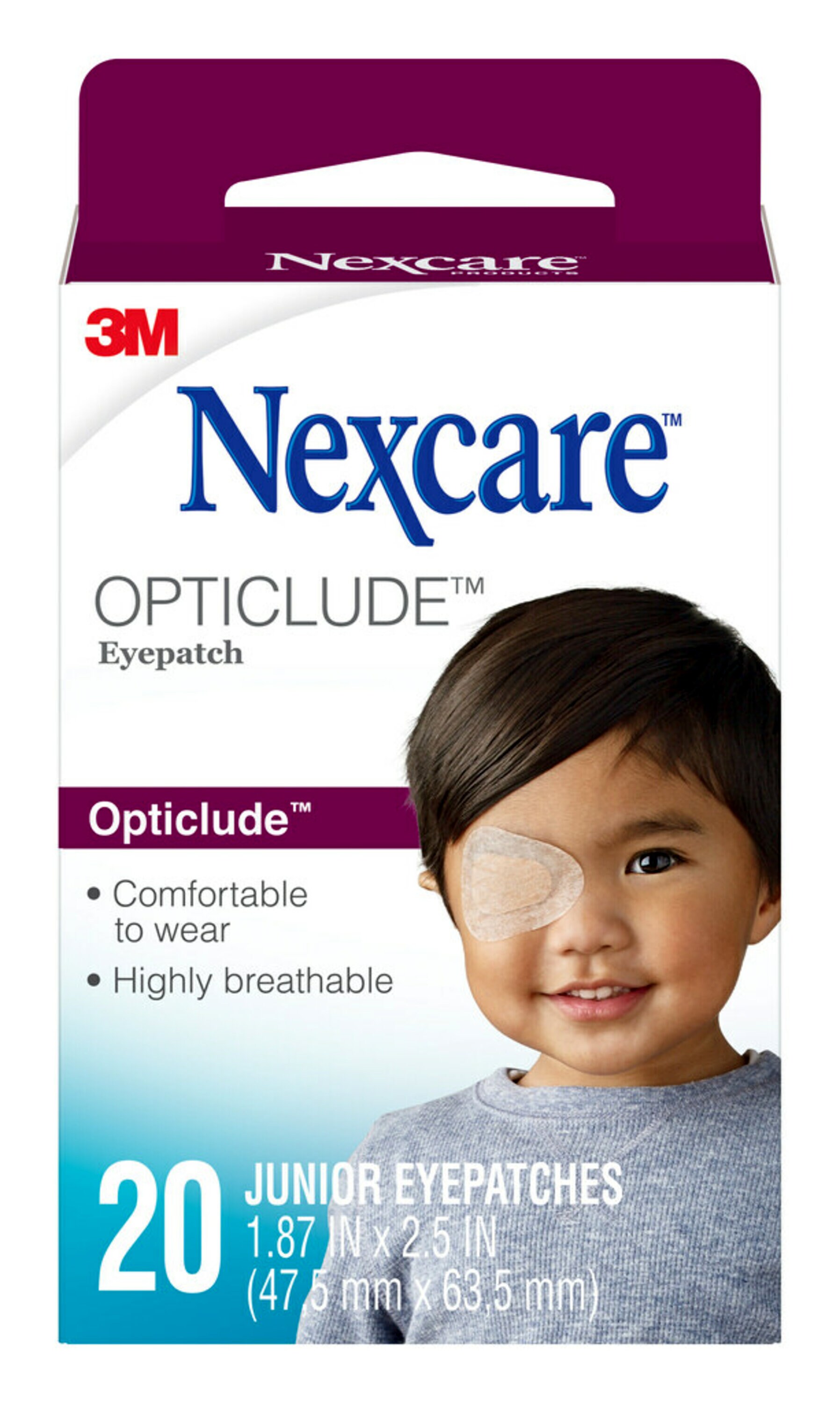 Nexcare Opticlude Orthoptic Comfort Eyepatch, Junior Eyepatches, 20 Count - image 1 of 6