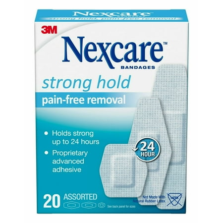 Nexcare Sensitive & Skin Pain Removal Bandages, Rubber Latex, 20ct, 6-Pack