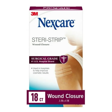 Nexcare Steri-Strip Skin Closure, Hypoallergenic Bandages, 1/2" x 4", 18 Count