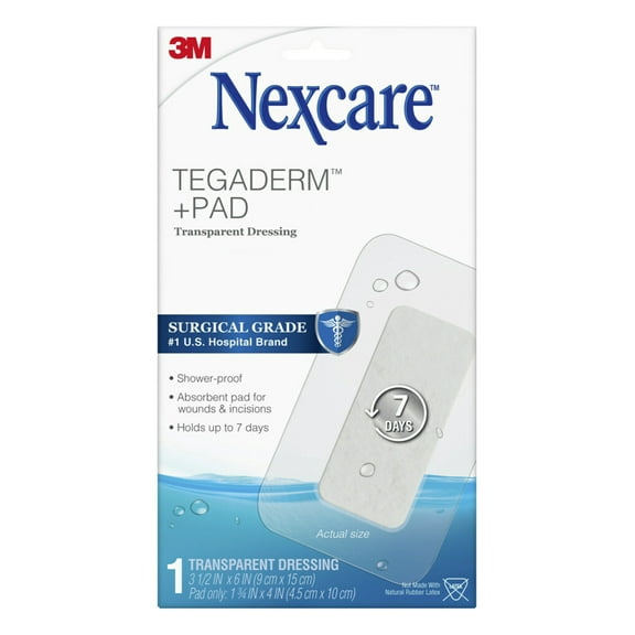 Nexcare Tegaderm + Pad Transparent Dressing, 3 1/2 in x 6 in