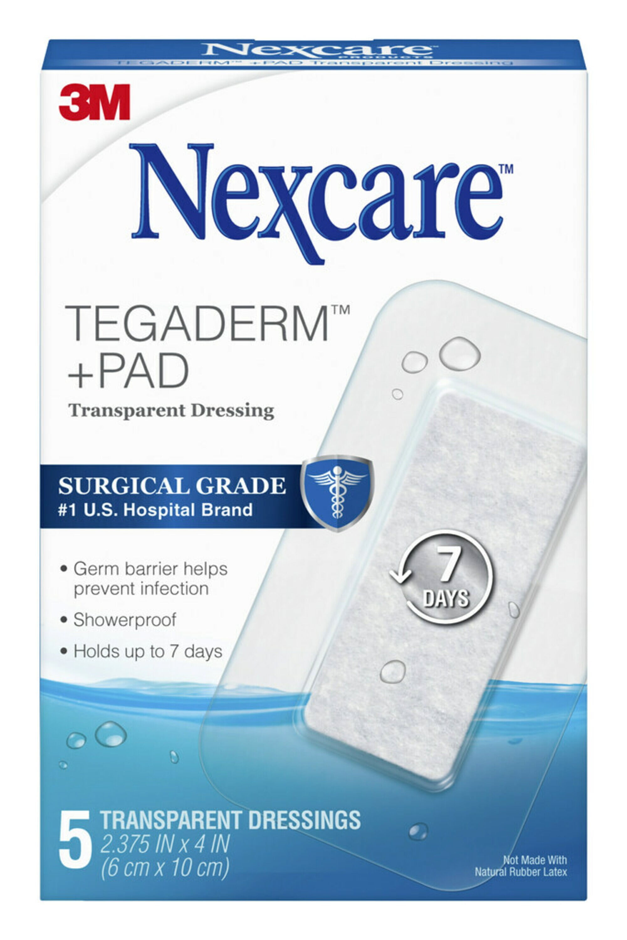 "Nexcare Tegaderm Nonstick Adhesive Waterproof Transparent Dressing, 2