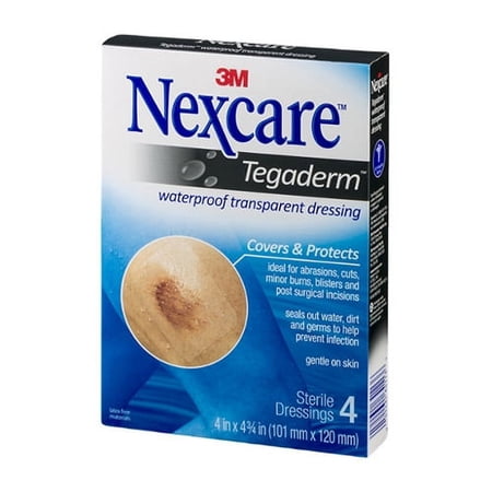 Nexcare Tegaderm Transparent Dressing Of 4 X 4 3/4 Inches - 4 Ea, 2 Pack