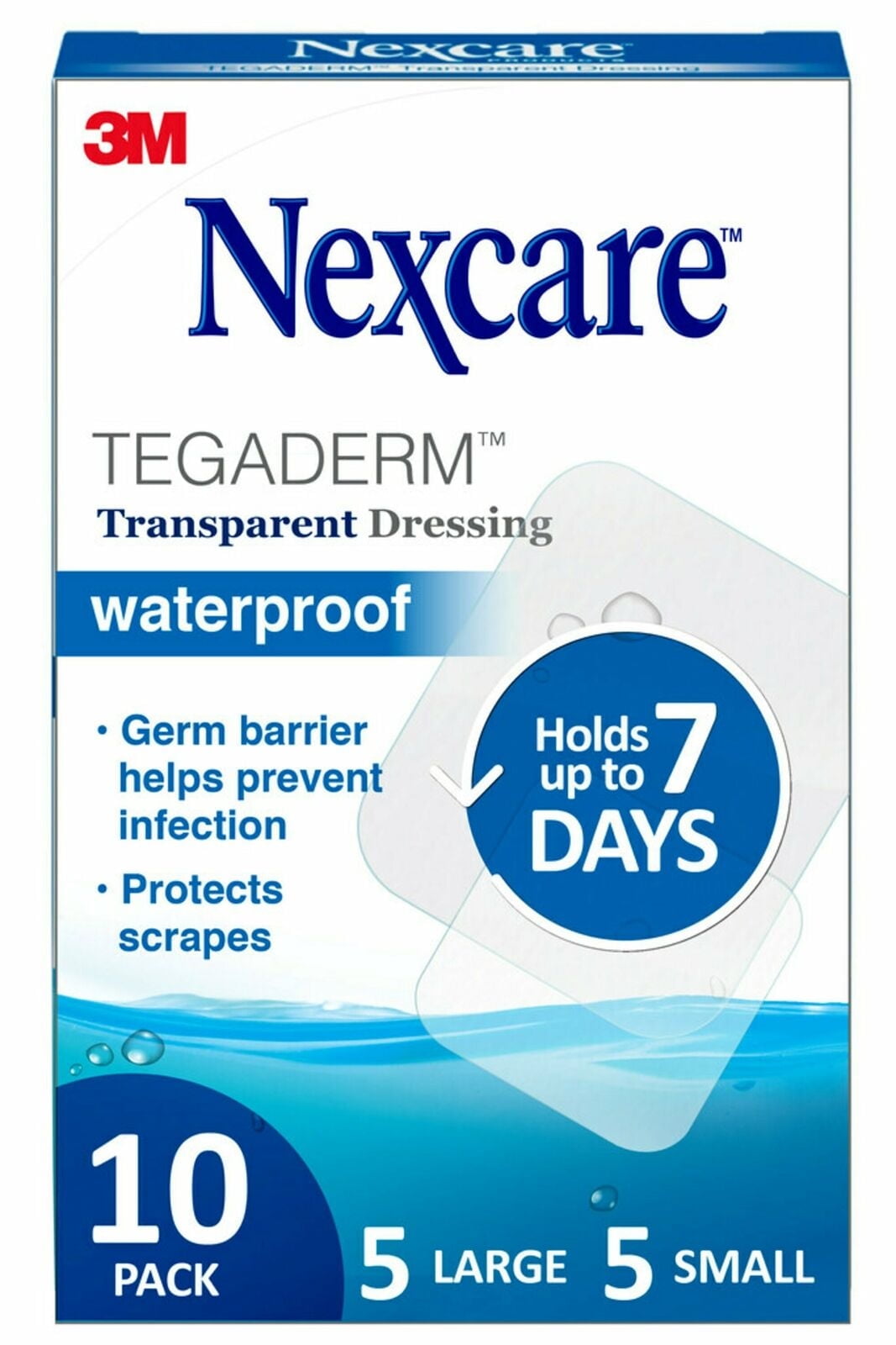 Nexcare Tegaderm Waterproof Transparent Dressing 10 ct (Pack of 6