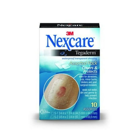 Nexcare Tegaderm Waterproof Transparent Dressing - Assorted Shapes & Sizes, 10 Count