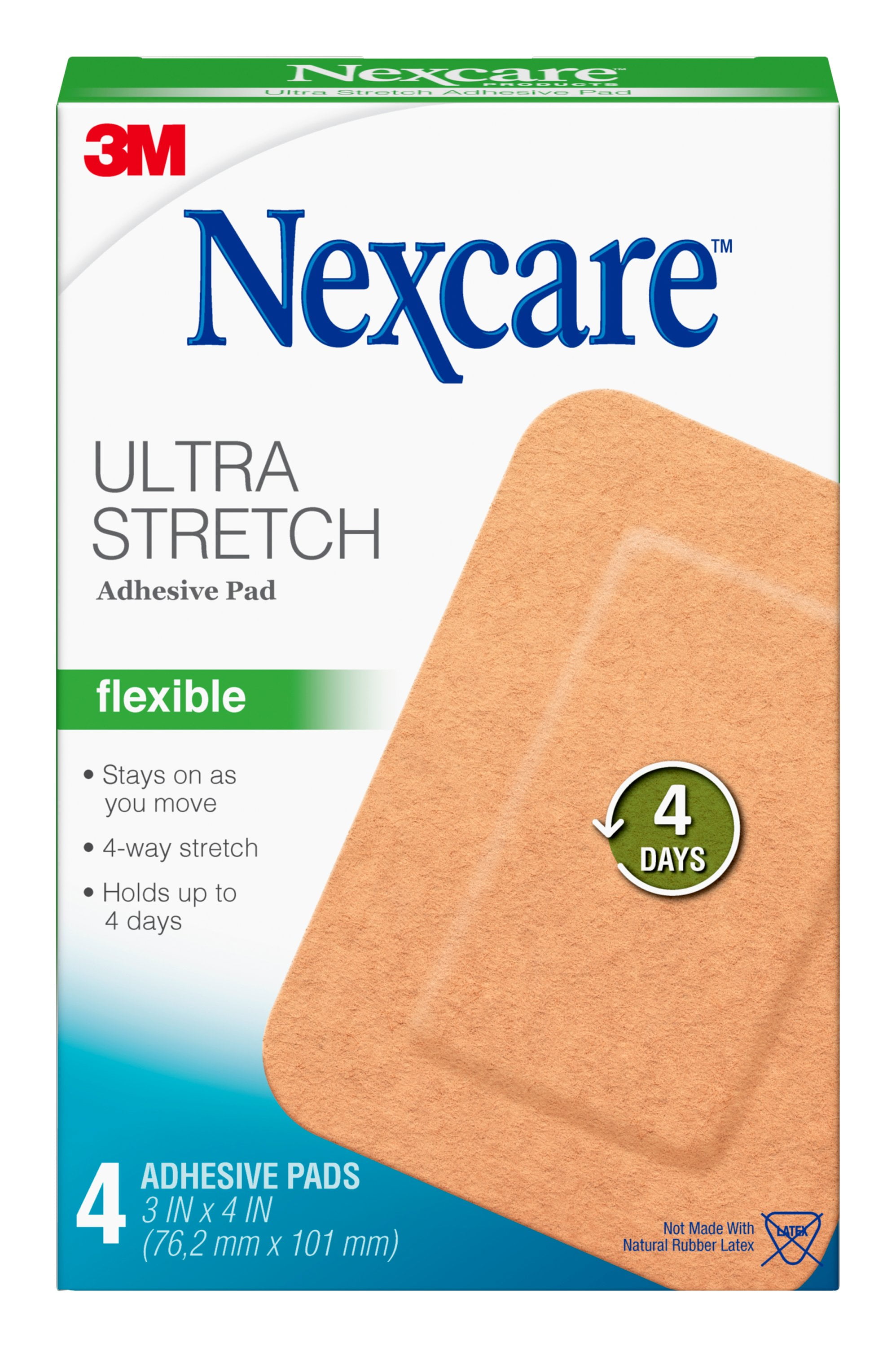 Nexcare Ultra Stretch Adhesive Pad, 3 in x 4 in