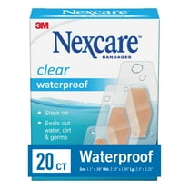 Nexcare Waterproof Clear Bandages, Assorted Sizes, 20 Count