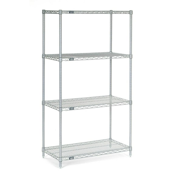 Nexel 4 Shelf Chrome Wire Shelving Unit Starter 36"W x 18"D x 54"H