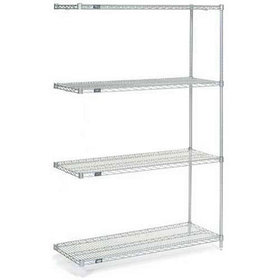 Nexel® 4 Shelf Nexelate® Silver Epoxy Wire Shelving Unit Add On 24"W x 24"D x 54"H