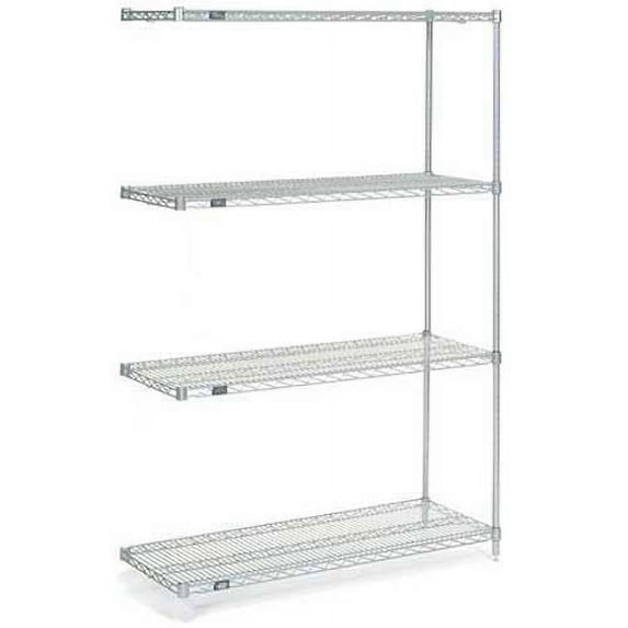 Nexel® 4 Shelf Nexelate® Silver Epoxy Wire Shelving Unit Add On 24"W x 24"D x 63"H