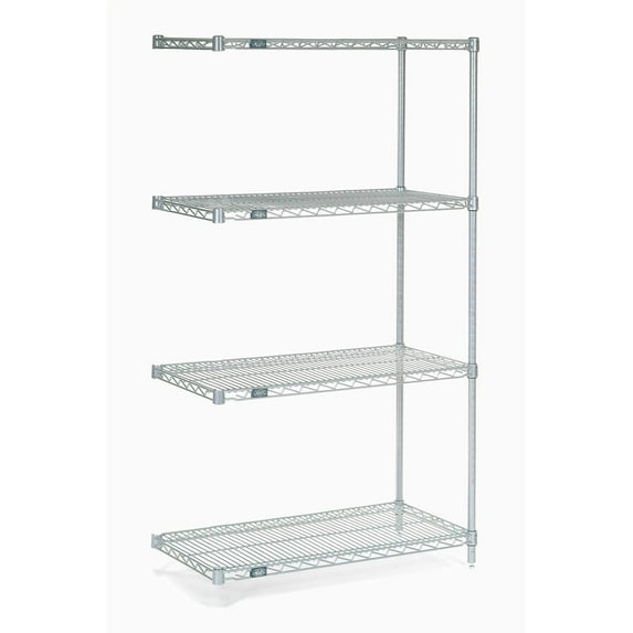 Nexel® 4 Shelf Nexelate® Silver Epoxy Wire Shelving Unit Add On 42"W x 18"D x 54"H
