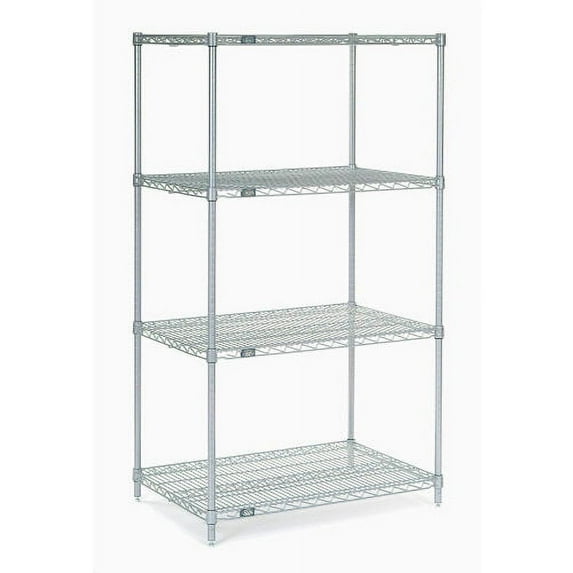 Nexel® 4 Shelf Nexelate® Silver Epoxy Wire Shelving Unit Starter 24"W x 24"D x 86"H
