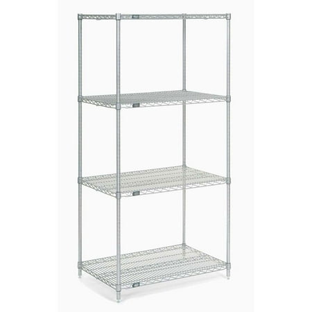 Nexel Poly-Z-Brite® 5 Tier Wire Shelving Starter Unit, 24"W x 18"D x 63"H